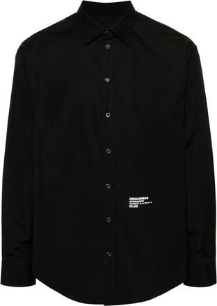 Dsquared2 logo print poplin shirt - men - Cotton - 46 - Black