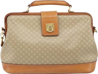 Celine Vintage Macadam Handbag Canvas And Leather Beige Canvas Handbag (Pre-Owned)