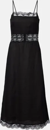 Staud Amalina lace-trimmed linen midi dress