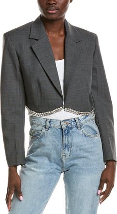 Sandro Embellished Hem Wool-Blend Blazer