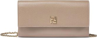 Fendi Dove Gray Leather Chain Wallet