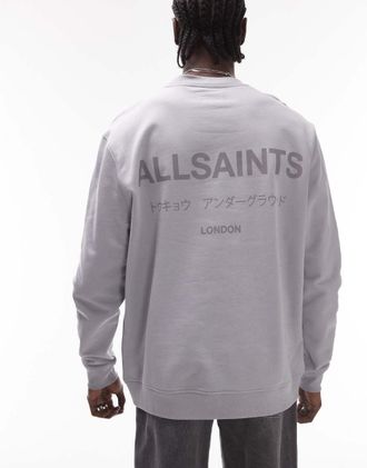 AllSaints Underground - Felpa oversize grigio macchina-Nero