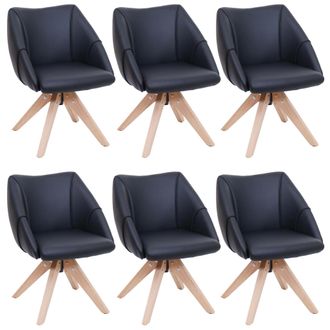 Hhg [non Utilizzato] Set Da 6 Sedie Da Sala Pranzo Hhg-525, Poltroncina Da Cucina, Imbottita Girevole, In Legno E Ecopelle, Nero