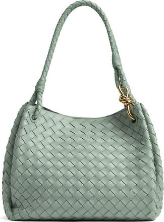 Bottega Veneta Large Andiamo Intrecciato Leather Top Handle Bag in New Sauge- Brass at Nordstrom