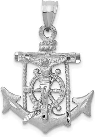 Diamond2Deal 14k White Gold Mariners Cross Pendant