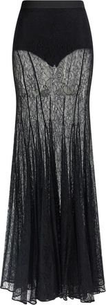Elisabetta Franchi Black Lace Long Skirt