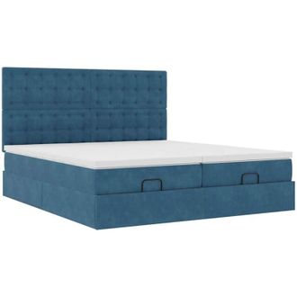 vidaXL Vidaxl - Estructura De Cama Otomana Colchones Terciopelo Azul Oscuro