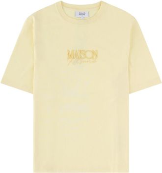 Maison Kitsun&eacute; Yellow Logo Crew Neck T-Shirt