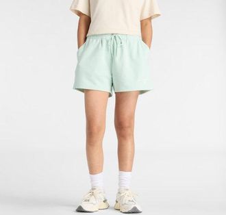 New Balance Womens Logo French Terry Short in Green Cotton Fleece, size X-Large