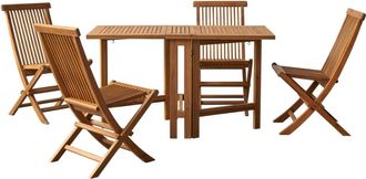 Tikamoon Conjunto de jard&iacute;n plegable de acacia maciza con 4 sillas
