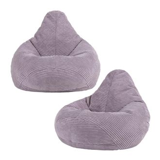 Icon Brand Set de 2 pufs infantil reclinable de pana violeta