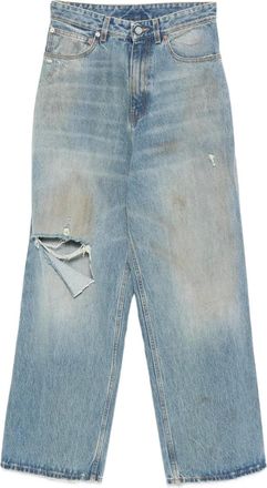 VETEMENTS distressed-effect five-pockets jeans - unisex - Cotton/Polyester/Cotton - 33 - Blue