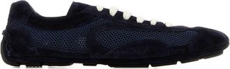 Prada Midnight Blue Suede And Mesh Montecarlo Sneakers