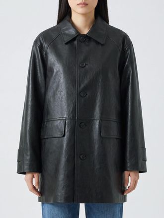 Dunst Knee-Length Single-Breasted Suede Jacket with Patch Pockets