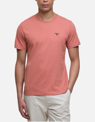 Barbour Mens Barbour Mens Essential Sports T-Shirt Crew Neck Regular Fit Soft Cotton T-Shirts - Pink - Size: 40