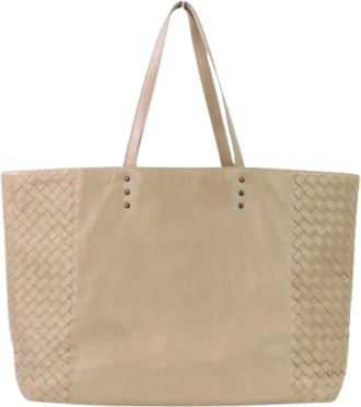 Bottega Veneta Pre-owned Vintage Tote Bag - Dames - Vintage Shopper - Beige - ONE Size - Leer - Vintage