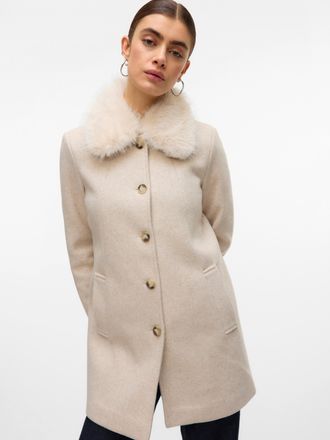 Vero Moda Langjacke VERO MODA VMAUTUMN COZY JACKET GA BOO, Damen, Gr. XS, oatmeal detail:melange, Web, Obermaterial: 100% Polyester, meliert, unifarben, regular