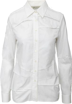 Maison Margiela Pre-owned Womens Pleated Shirt - 10s - White Cotton - Size EU 36 (Womens)