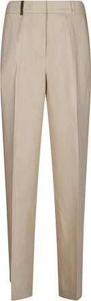 PESERICO Palazzo Broeken - Dames - Slim Fit Broeken - Wit - L - Linnen - Broeken