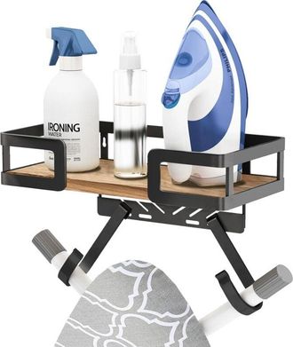 OEM Soporte De Pared Para Tabla De Planchar Con Cesta De Almacenamiento Grande Y Ganchos Resistentes - Estante Para Plancha Y Tabla De Planchar Para Lavan