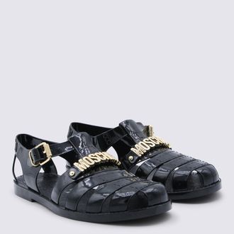 Moschino Mens Sandals Black _100 % El