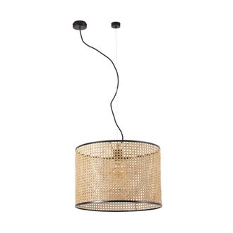Faro Barcelona Faro Mambo L&aacute;mpara Colgante Simple Rat&aacute;n Negro &Oslash;450