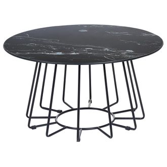 Beliani Beliani - Mesa De Centro De Vidrio Templado Negro Blanco 80 Cm Tablero Glamour Bernie