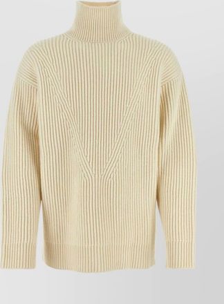 Jil Sander wool sweater with turtleneck and ribbed texture