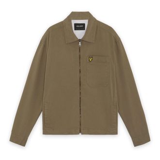 Lyle & Scott Enzyme Wash Zip Through Overshirt - Heren - Jassen - Groen - Maat: L