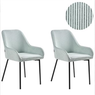 Beliani Beliani - Conjunto De 2 Sillas De Comedor Tapizadas En Pana Verde Menta Con Patas Negras Estilo Retro Glamour Loverna