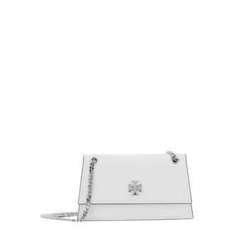 Tory Burch Tassen, Dames, Wit, ONE Size, Katoen, Kira Turnlock Schoudertas