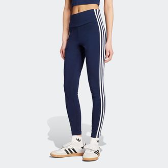 adidas Leggings ADIDAS ORIGINALS ADICOLOR 3-STREIFEN CO, Damen, Gr. XS, N-Gr, blau (night indigo, wei&szlig;, normal, gr.), Obermaterial: 93% Baumwolle, 7% Elastha