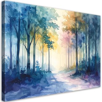 Feeby Impresi&oacute;n De Imagen, Bosque Brumoso Paisaje En Acuarela Naturaleza, 120x80