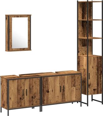 vidaXL Vidaxl - Juego de muebles de baño 4 pcs Marrón 33 x 33 x 185.5 cm