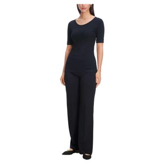 Marc Cain Shirt met ronde hals en korte mouwen - Dames - Tops - Blauw - Maat: L Katoen
