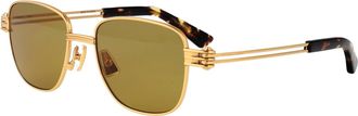 Bottega Veneta Unisex Sunglasses Bv1380s Gold Gold-Gold-Yellow Metal Gold/gold/yellow