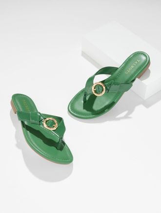Talbots Gia Buckle Thong Sandals - Grove Green - 7M Talbots