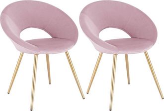 Woltu Woltu Sedia Sala Da Pranzo Cucina Salotto Ufficio Gambe Gold In Metallo Velluto 2x Rosa