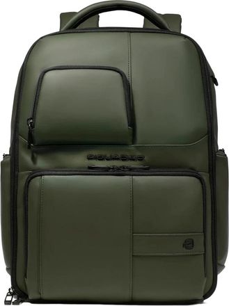 Piquadro Fast-Check Uitbreidbare Laptop Rugzak - Heren - Rugzakken - Groen - ONE Size - Leer - Tassen