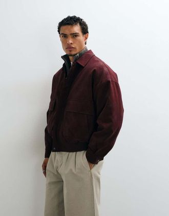 Asos giacca bomber in camoscio rossa-Rosso