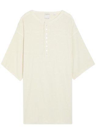 Calvin Klein Round-neck Ribbed-knit Silk top - White - XL