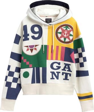 GANT Rough Weather Hoodie - Dames - Hoodies - Veelkleurig - XS - Katoen - Hoodies & sweatvesten