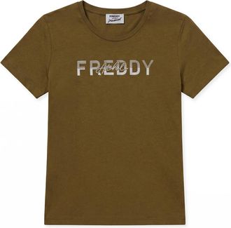 Freddy T-shirt Donna Girocollo in Cotone con Grafica Micro Righe