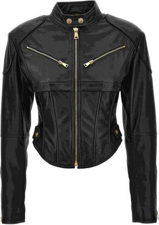 Versace Jeans Couture Jassen - Dames - Leren en Su&egrave;de Jassen - Zwart - XS - Jassen