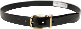Dolce & Gabbana Leather with Gold-Tone Buckle Belt - Black