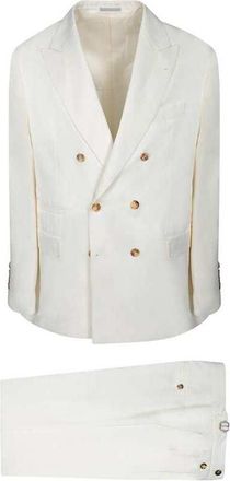 Brunello Cucinelli Off White Silk Linen Suit, Brand Size 54 (US Size 44)
