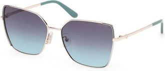 Guess Sunglasses, female, Yellow, 59 MM, Geometric Butterfly Metal Sunglasses