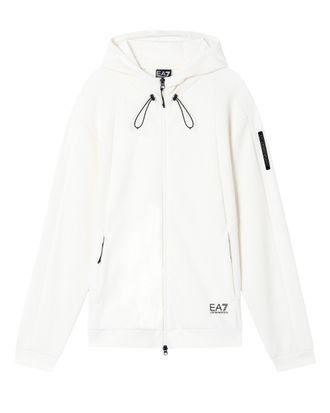 Emporio Armani Zip-Up Hoodie with Mesh Inserts and Logo Detail