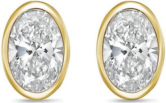 Diana M. Jewels 14Kt Yellow Gold 12.00 cts Lab Grown Oval Diamond Bezel Studs