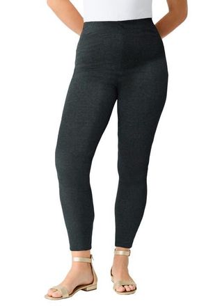 Roaman's Plus Size Essential Stretch Ankle Length Pull-On Legging in Heather Charcoal at Nordstrom, Size Small